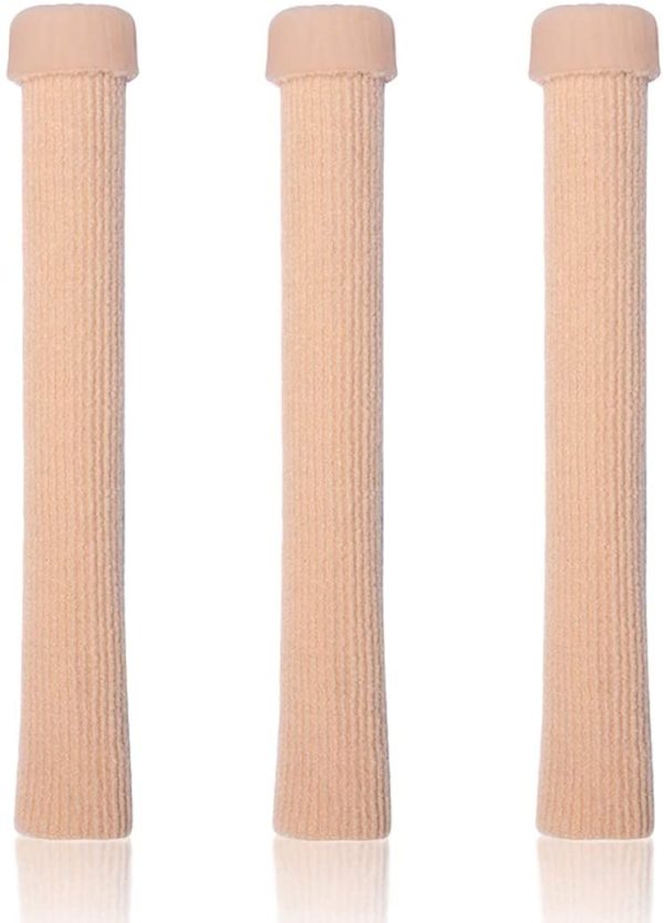 Kalevel Open Toe Sleeves Finger Tubes Gel Lined Fabric Toe Protectors for Corns, Blisters, Hammertoes 3 Pack (S)