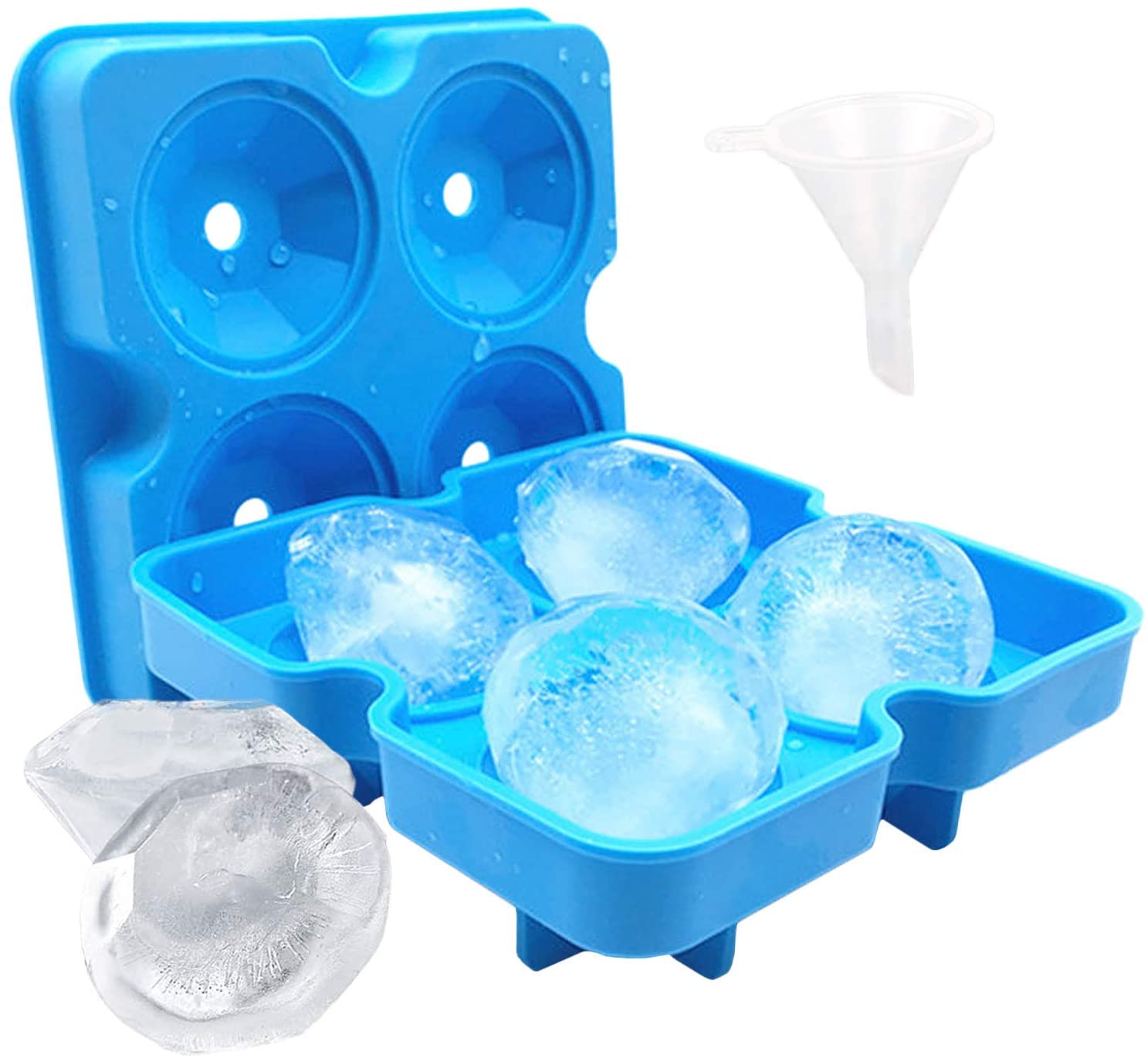 Kalevel Ice Cube Trays Diamond Shape Silicone Flexible Ice Cube Molds 2 ...