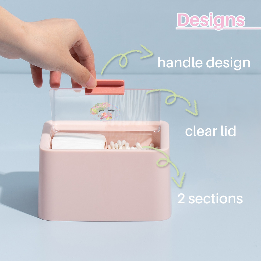 Kalevel Plastic Cotton Rounds Pad Holder Swab Jar Dispenser Bathroom