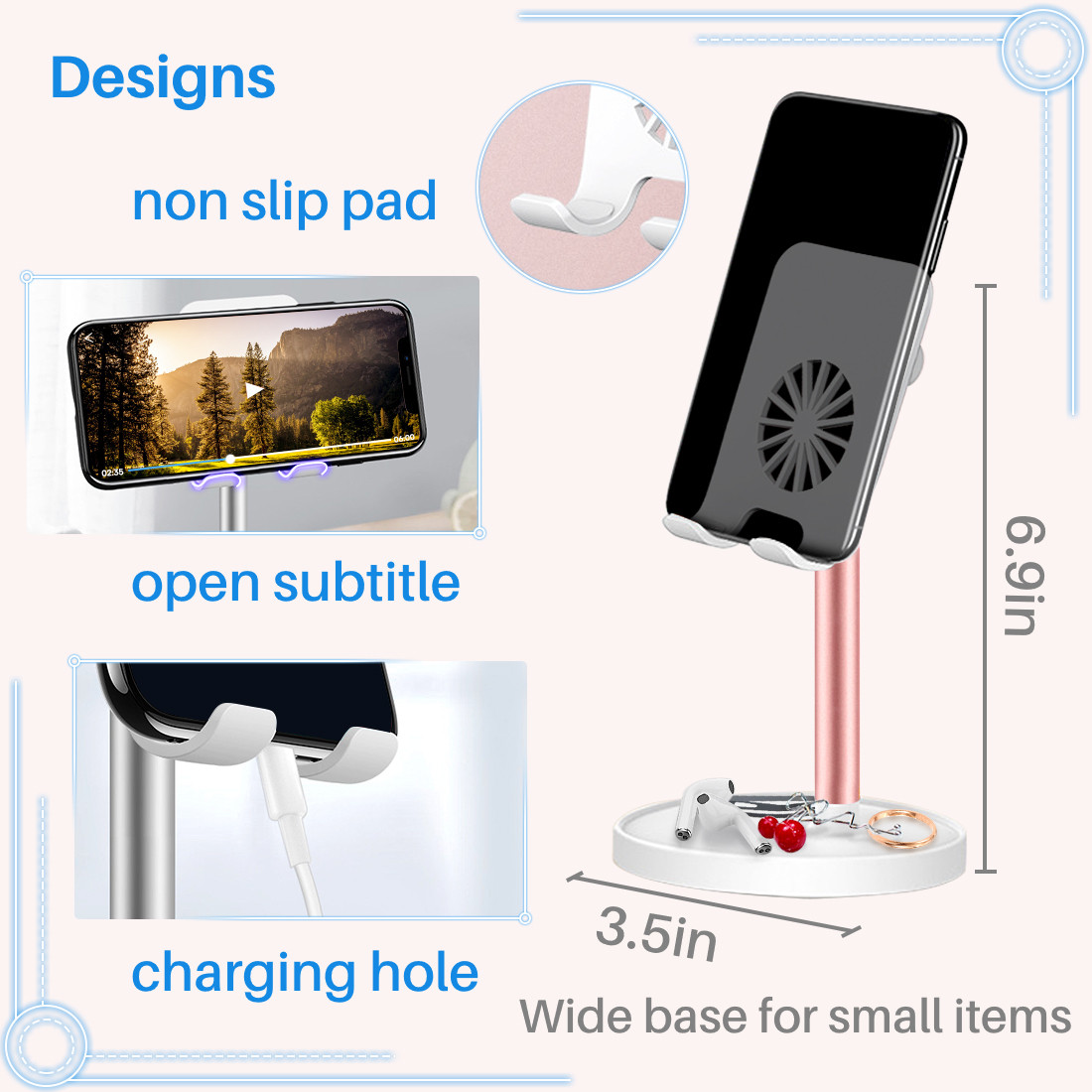 Kalevel Tablet Stand Adjustable Cell Phone Holder Dock Cradle