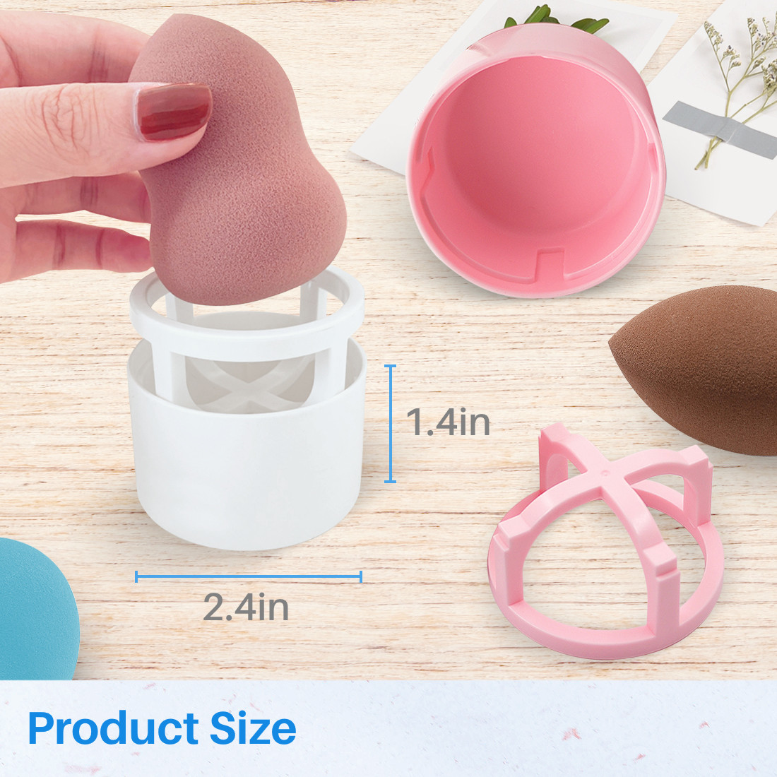 Kalevel 2pcs Makeup Sponge Holder Travel Protective Carrying Case