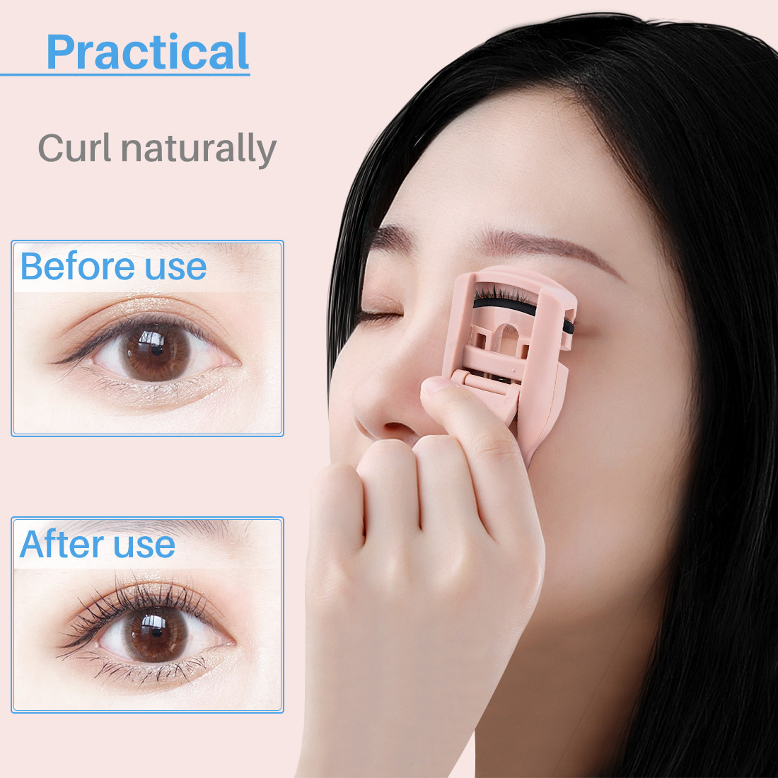 Kalevel Eyelash Curler Portable Plastic Eyelash Curler Eyebrow Brush