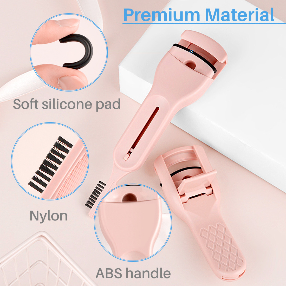 Kalevel Eyelash Curler Portable Plastic Eyelash Curler Eyebrow Brush