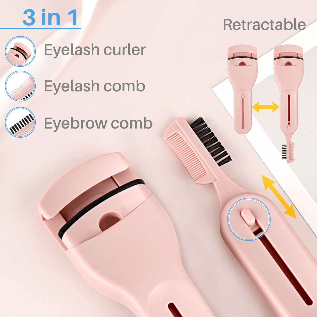 Kalevel Eyelash Curler Portable Plastic Eyelash Curler Eyebrow Brush
