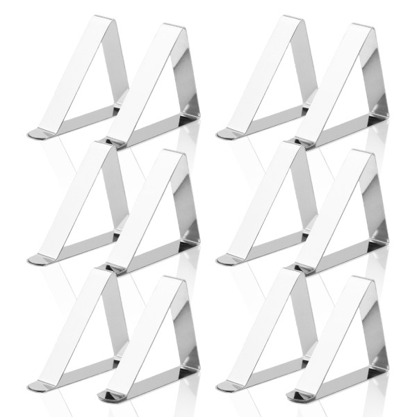 Kalevel Tablecloth Clips Picnic Stainless Steel Table Cover Clamps Holders Clips 12 Pack for 2 Inch Thick Tables Medium
