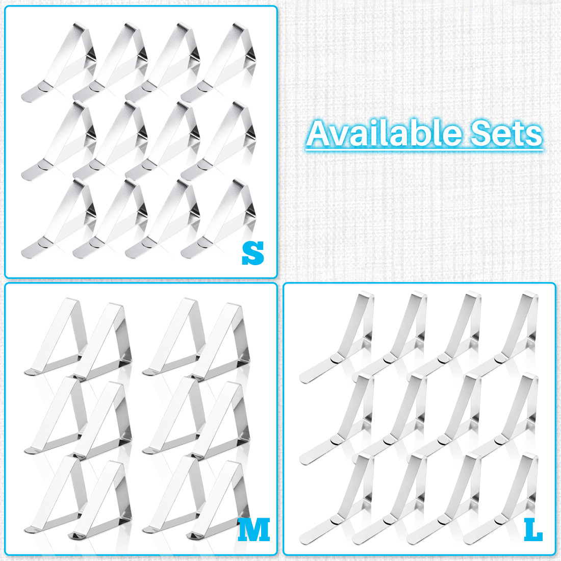 Kalevel Tablecloth Clips Picnic Stainless Steel Table Cover Clamps Holders Clips 12 Pack for 2