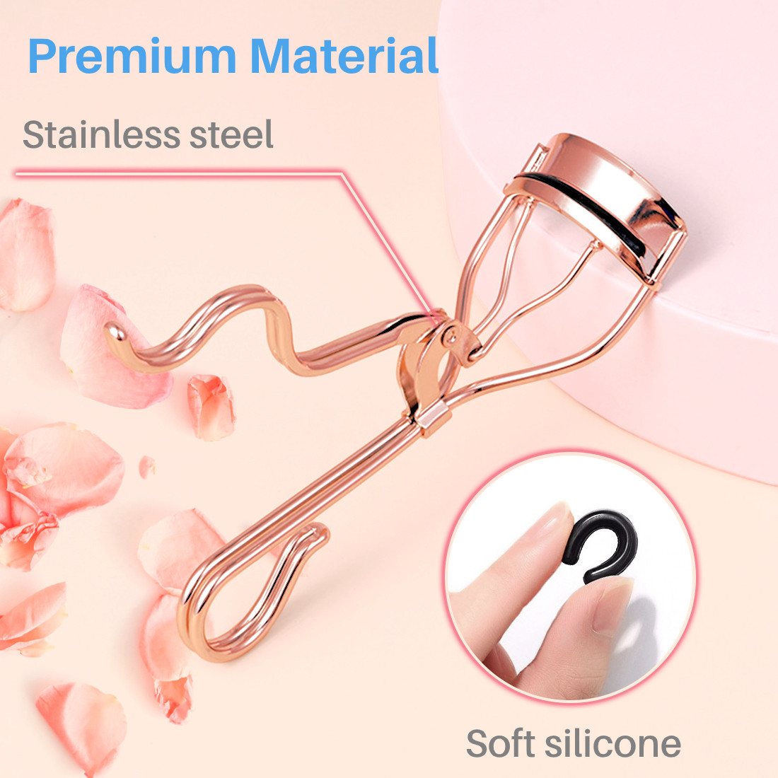 Kalevel Eyelash Curler Stainless Steel Makeup Eyelash Curler with 8pcs