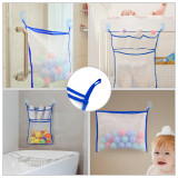 Kalevel Bath Toy Storage Holder Baby Bath Toy Bathtub Net Organizer, Pack of 3, with 6pcs Waterproof Hooks (Blue)