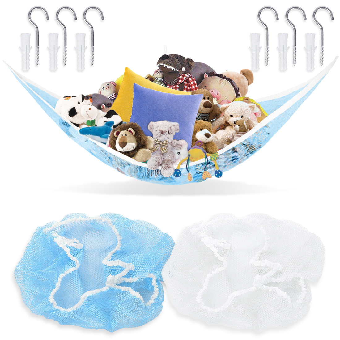 Kalevel Toy Storage Hammock Mesh Net Stuffed Animal Net Corner Holder