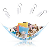 Kalevel Stuffed Animal Hammock Corner Toy Storage Hanging Mesh Net for Playroom, Kids Room, 7ft x 4.9ft x 4.9ft, Blue
