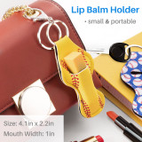 Kalevel Silicone Lipstick Holder Makeup Brush Organizer Stand 12 Slots with 2pcs Neoprene Lip Balm Holder Keychain (Pink, S)