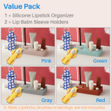 Kalevel Lipstick Organizer Makeup Brush Pencil Holder Storage Lip Balm Display Stand 12 Slots and 2pcs Neoprene Holder Keychain (Gray, S)
