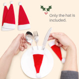 Kalevel 36pcs Mini Santa Hats Christmas Santa Hat Silverware Holders for Wine Bottle, 4.7in x 2.4in, with Luggage Stickers001