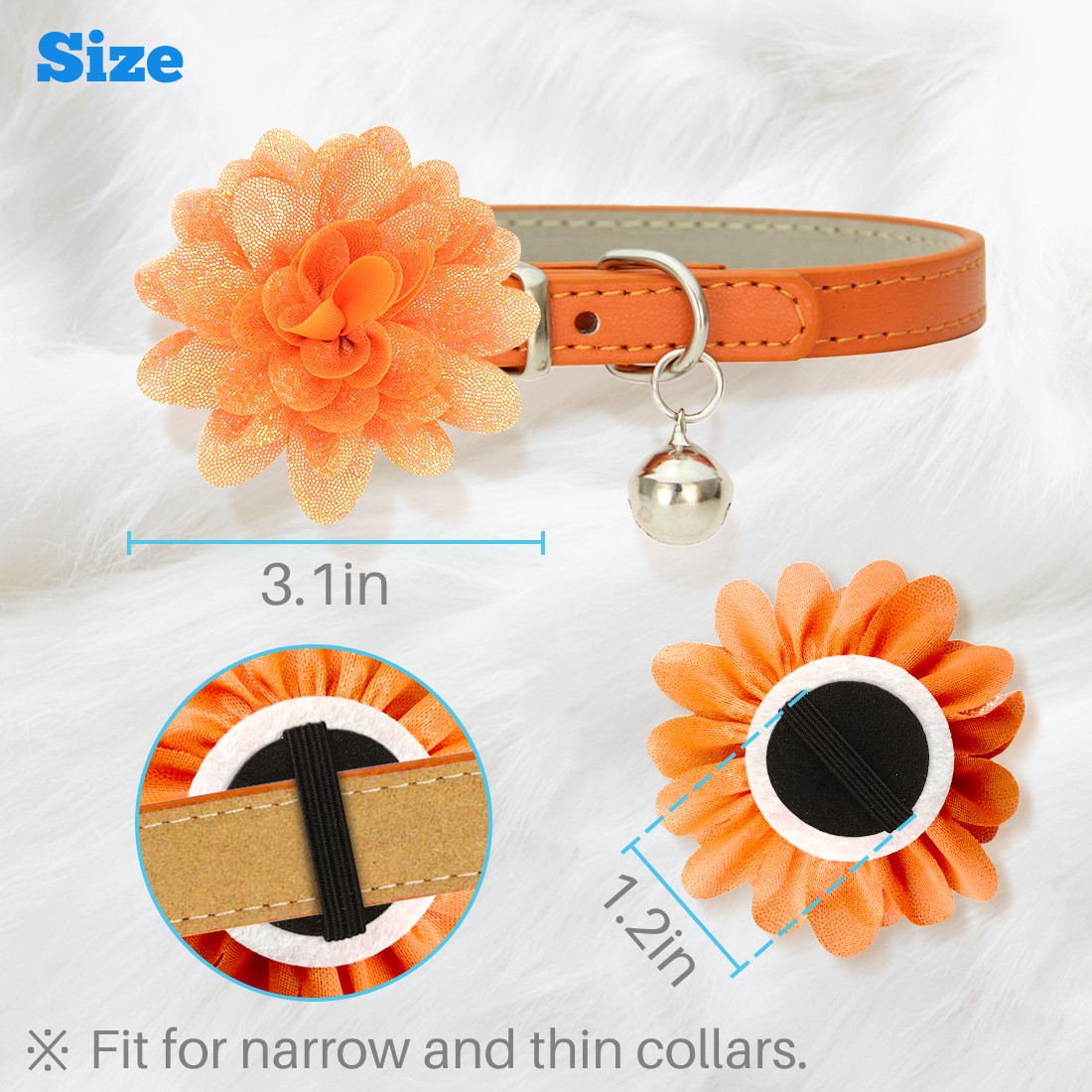 Kalevel 8pcs Dog Collar Flowers Pet Cat Collar Bow Tie Slide Charm