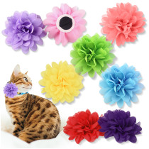 Kalevel 8pcs Dog Cat Collar Flower Pet Collar Bow Tie Slides Flower Puppy Charms Grooming Accessories for Small Medium Large Dogs, 3.9in