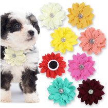 Kalevel 8pcs Dog Flower Collar Charms Pet Collar Rhinestone Bow Tie Attachment Slide Accessories for Cats Puppy Grooming, 3.5in