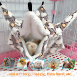 Kalevel Small Pet Hammock Guinea Pig Cage Accessories Bedding Warm Hammock for Ferret Hamster, Gray, L Size
