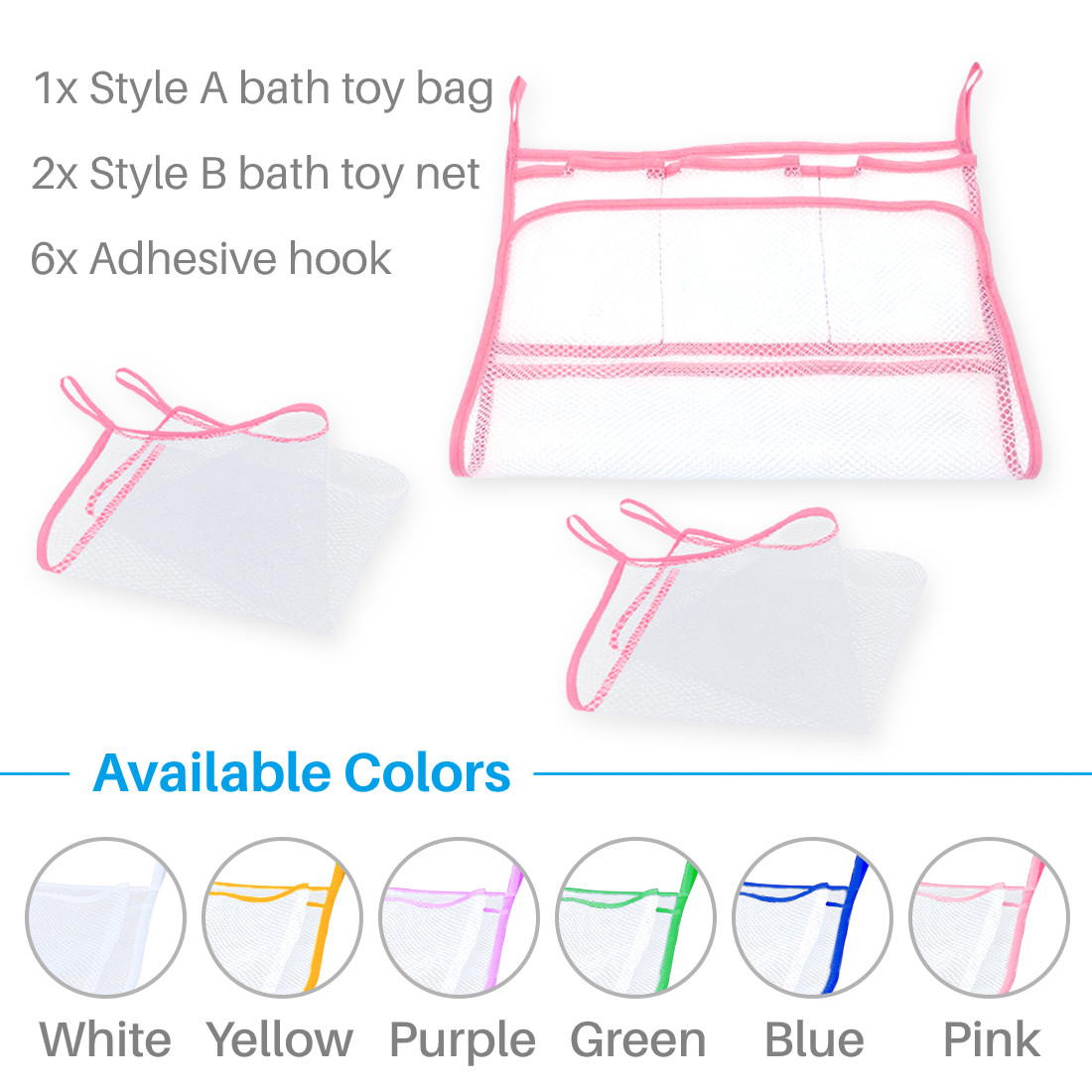 Kalevel 3pcs Bath Toy Organizer Mesh Net Bathtub Toy Storage Organizer