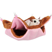 Kalevel Small Animal Hammock Hanging Bed Sugar Glider Cage Accessories Pet Rat Ferret Hammock Hideout, Double Layers