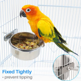 Kalevel Bird Feeder Bowl Parrot Feeding Cups Cage Food Dish Bird Stainless Steel Water Bowl 2 Pack for Cockatiels Parakeets Small Animals