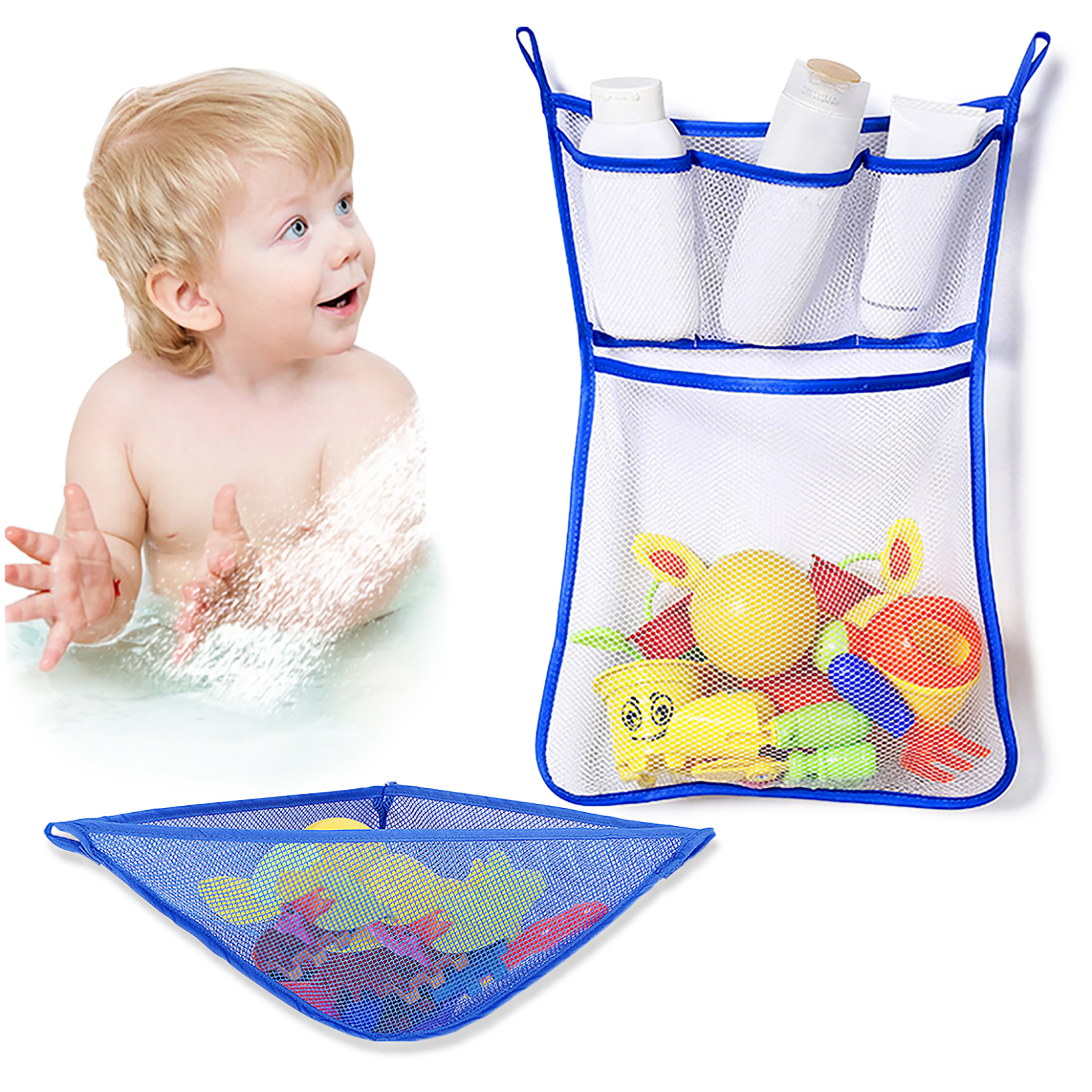 Kalevel 2 Pack Bath Toy Organizer Mesh Net Bathroom Shower Toy Hammock
