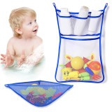 Kalevel 2 Pack Bath Toy Organizer Mesh Net Bathroom Shower Toy Hammock Storage Holder Caddy for Soap, Shampoo (Blue)
