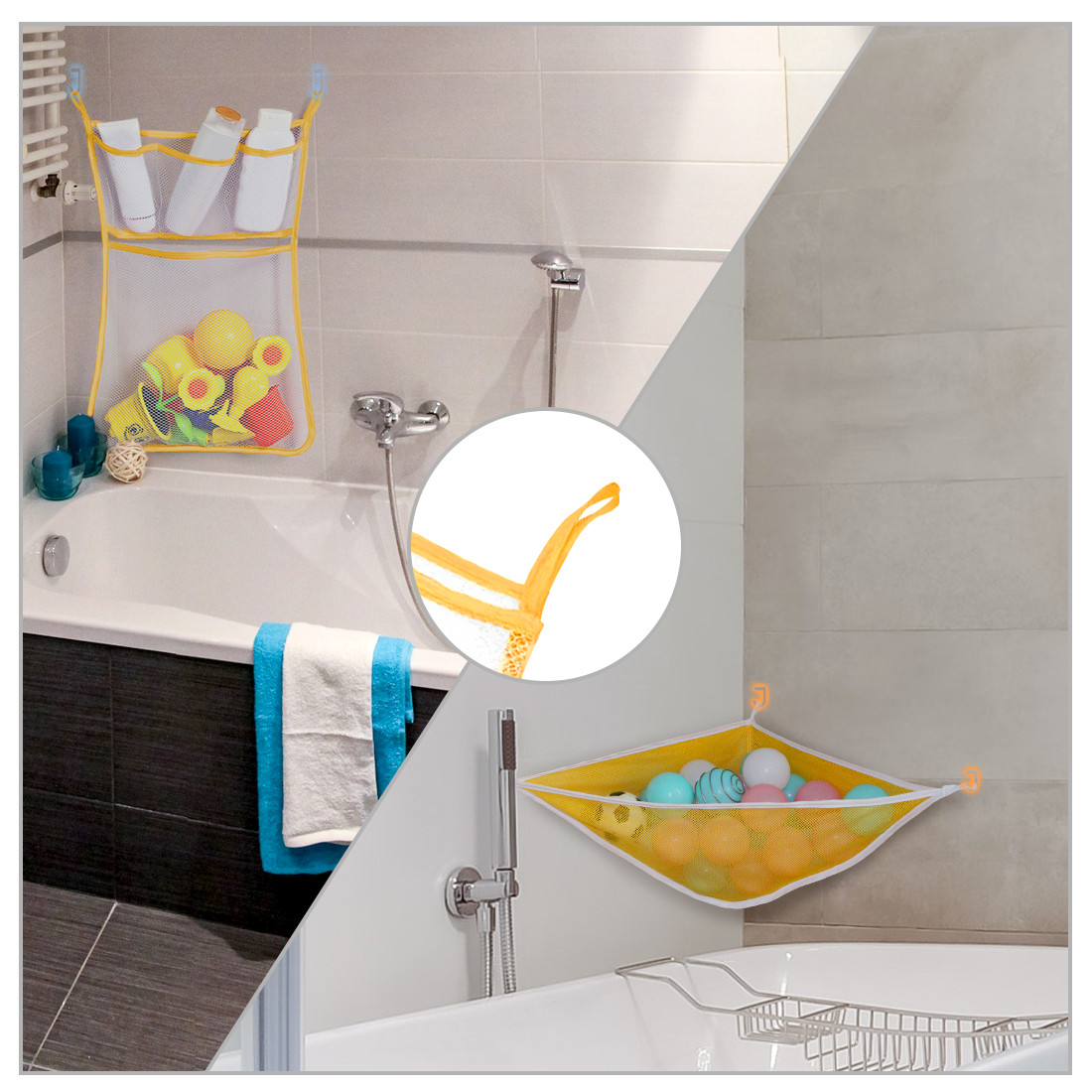 Kalevel Mesh Bath Toy Organizer Holder Bathtub Toy Storage Hammock Net Bag, 2 Pack, with