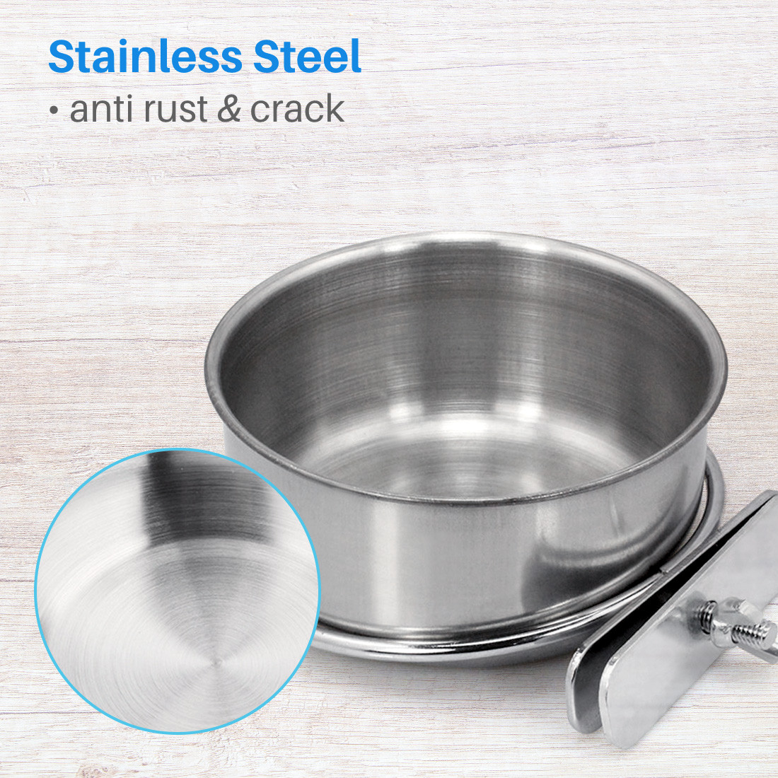 Kalevel 3 Sizes Bird Food Dish Stainless Steel Parrot Bowl Feeder Cage