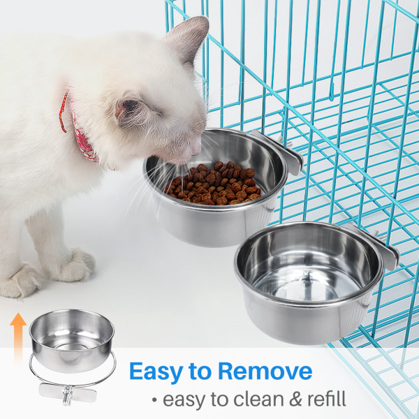 Kalevel 3 Sizes Bird Food Dish Stainless Steel Parrot Bowl Feeder Cage
