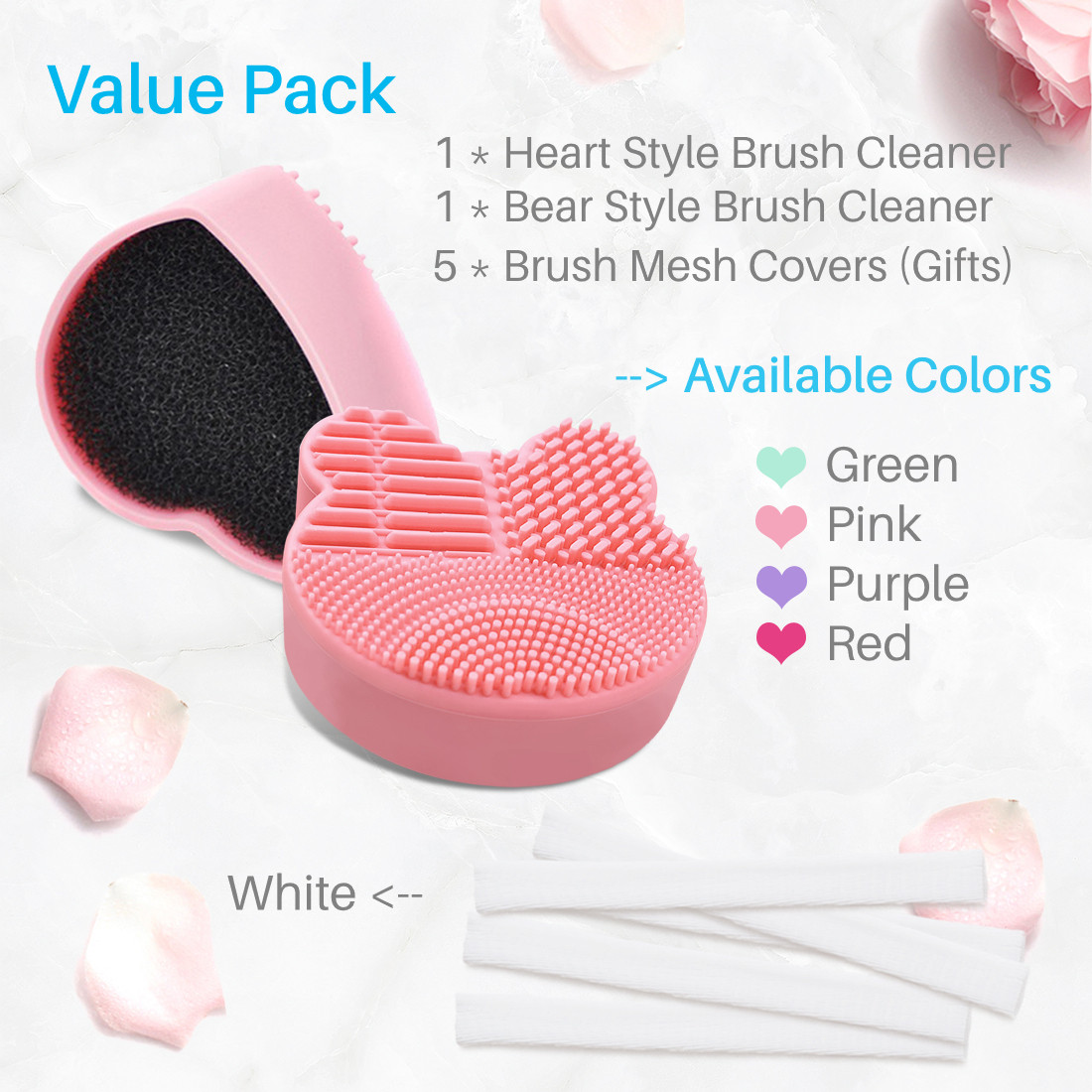 Kalevel 2pcs Silicone Makeup Brush Cleaning Mat Quick Color Remover Scrubbing Pad Washing Tool