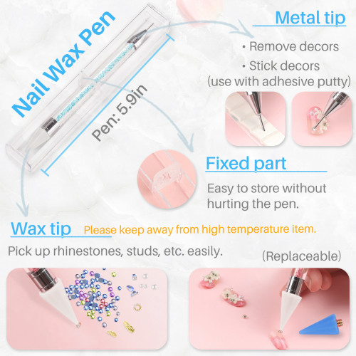 Doubleended Rhinestone Picker Wax Pen Nail Gel Nail Manicure Tool