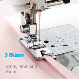 Kalevel 3pcs Narrow Rolled Hem Sewing Machine Presser Foot Hemming Feet Set Compatible with Most Low Shank Sewing Machine