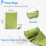 Kalevel Dog Poop Bag Holder Leash Waste Carrier Holder Hands Free Doggy Bag Clip with 2 Rolls Bags for Leash (Purple)