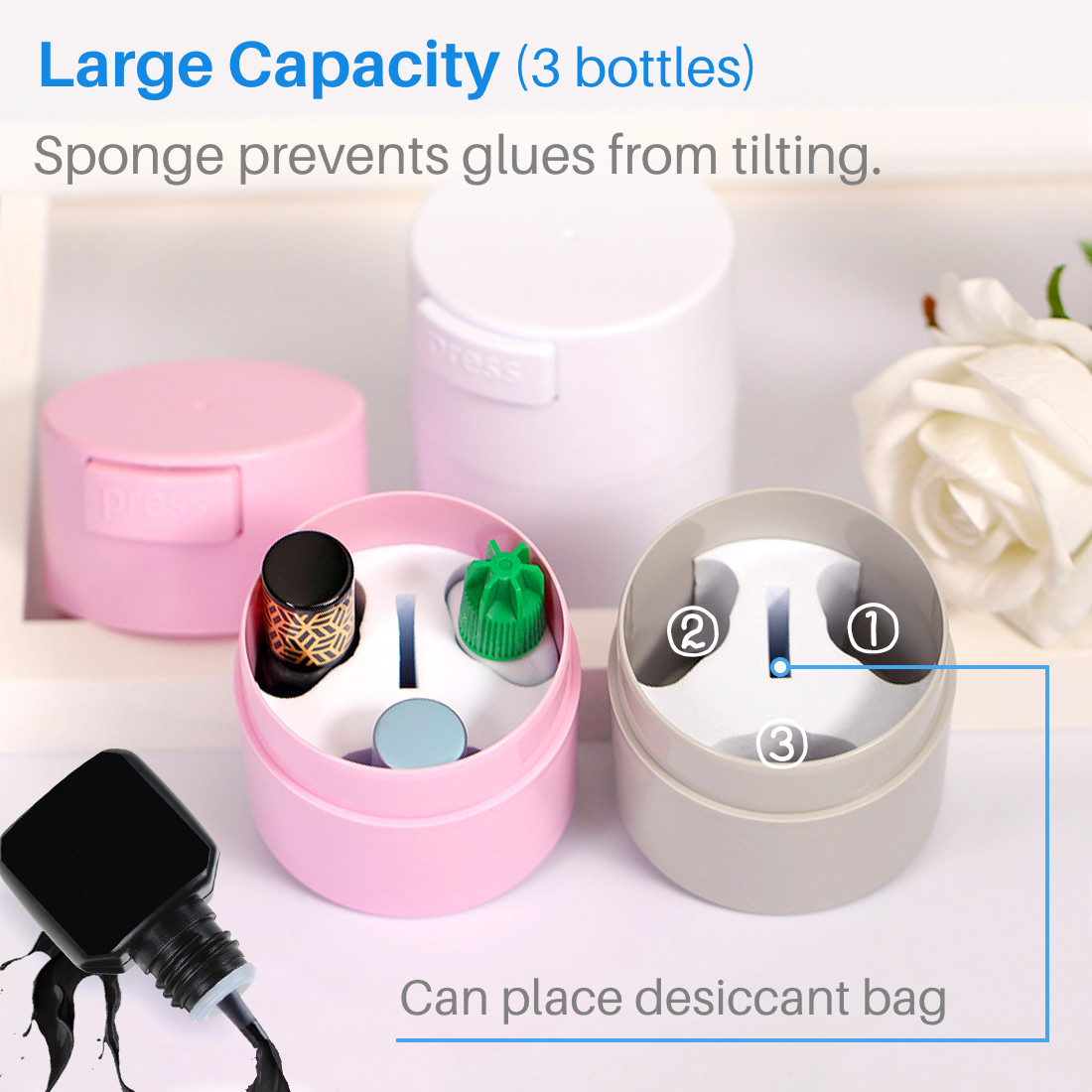 Kalevel Glue Storage Container Eyelash Extensions Glue Storage Tank