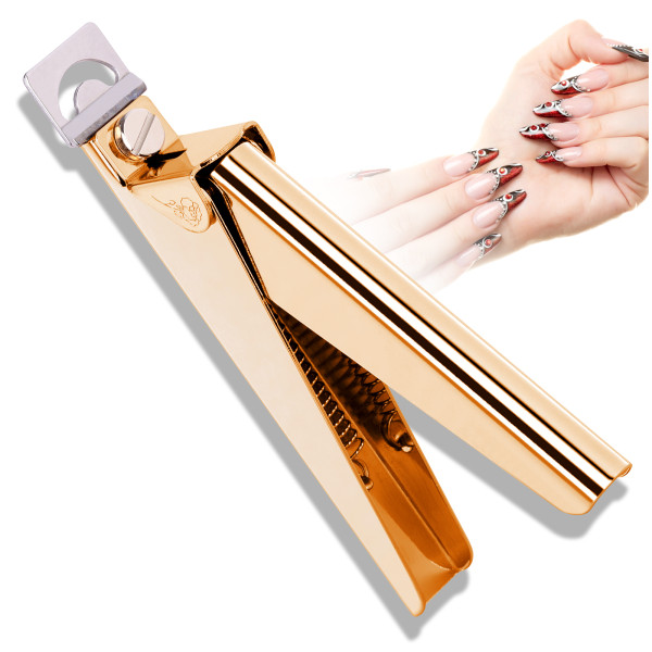Kalevel Adjustable Acrylic Nail Clipper Stainless Steel Nail Tip Cutter False Nail Trimmer Fake Nail Clipper Nail Cuticle Edge Trimmer Artificial Nail Art Manicure Tools (Rose Gold)