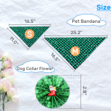 Kalevel Buffalo Plaid Dog Bandana Christmas Pet Scarves for Dogs with Snowflake Ornament Small Medium Large and Dog Collar Flower