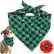 Kalevel Buffalo Plaid Dog Bandana Christmas Pet Scarves for Dogs with Snowflake Ornament Small Medium Large and Dog Collar Flower
