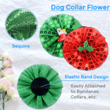 Kalevel Buffalo Plaid Dog Bandana Christmas Pet Scarves for Dogs with Snowflake Ornament Small Medium Large and Dog Collar Flower