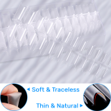 Kalevel Deep C Curve Nail Tips Straight Square Nail Tips C Curve Half Cover Nail Tips for Acrylic Nails Clear Long Traceless