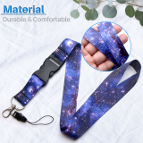 Kalevel 5 Pcs Detachable Neck Lanyard Long Neck Strap String Starry Sky with Key Ring Release Buckle Badge Holder for School ID Car Keys