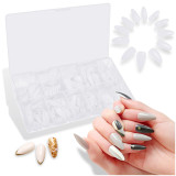 Kalevel Long Full Cover Nail Tips for Acrylic Nails Coffin Almond Stiletto Square Shape Half Cover Nail Tips Straight Fake White