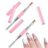 Kalevel Dual-Ended Poly Gel Brush & Picker 2 in 1 Nail Gel Brush Stainless Nail Tools for UV Gel Acrylic Nail Extension (2 Pack)