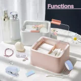 Kalevel Cotton Swab Rounds Holder Bathroom Cotton Pad Organizer Dispenser Plastic Makeup Storage Container with Clear Lid