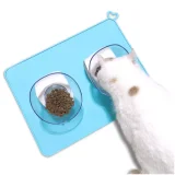 Kalevel Silicone Dog Cat Bowl Mat Waterproof Non Slip Pet Food Tray Placemats with Raised Edges Small Large Medium XL