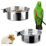 Kalevel Bird Feeder Bowl Parrot Feeding Cups Cage Food Dish Bird Stainless Steel Water Bowl 2 Pack for Cockatiels Parakeets Small Animals