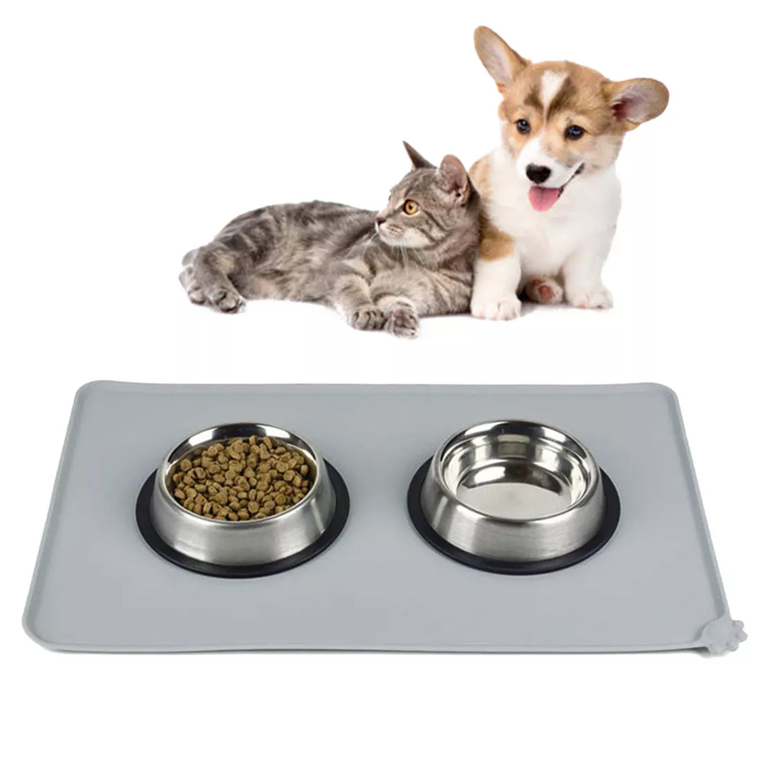 Kalevel Cat Food Mats Waterproof Silicone Pet Food Tray Dog Bowl