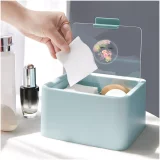 Kalevel Cotton Swab Rounds Holder Bathroom Cotton Pad Organizer Dispenser Plastic Makeup Storage Container with Clear Lid