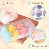 Kalevel Beauty Sponge Holder Case Makeup Sponge Storage Container Box Organizer Plastic Dustproof 8 and 4 Holes