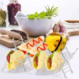 Kalevel Taco Holders Stainless Steel Oven Safe Taco Shell Rack Stand Grill Metal Taco Trays 2 Pack with Protective Tips
