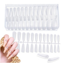 Kalevel Clear Nails Tips Coffin Shape Long Coffin Shape Press on Nails Full Cover Natural Ballerina Nail Tips Half Cover Soft